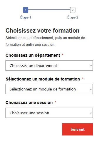 Capture d'écran de l'agenda des formations par Hb Développement